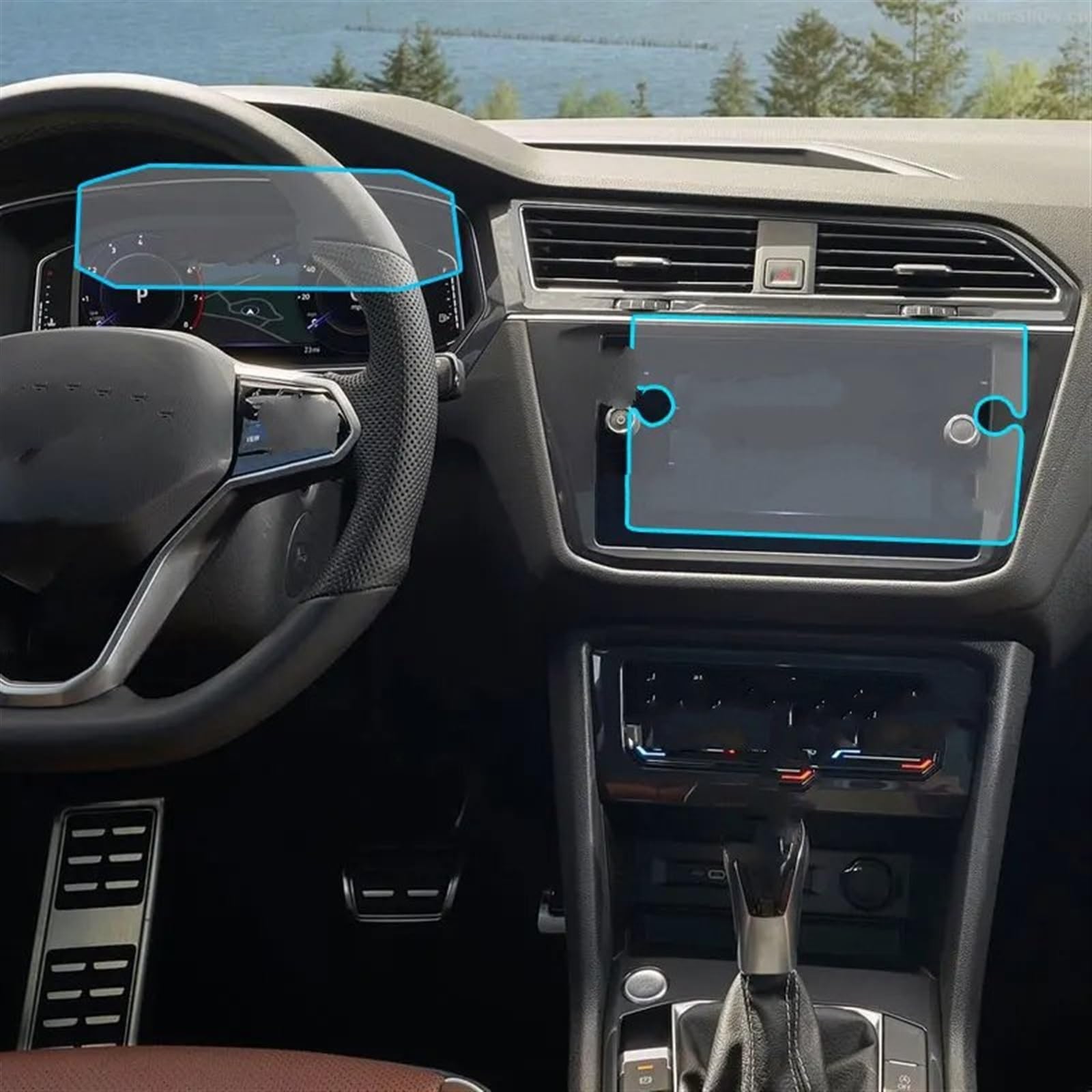 TGFQOLB Auto Navigation Protector Kompatibel Mit VW Für Tiguan 2021 2022 Auto-Innenraum-Armaturenbrett-Schutzfolie Navigationsdisplay-Schutzfolie Autozubehör(GPS and Instrument) von TGFQOLB