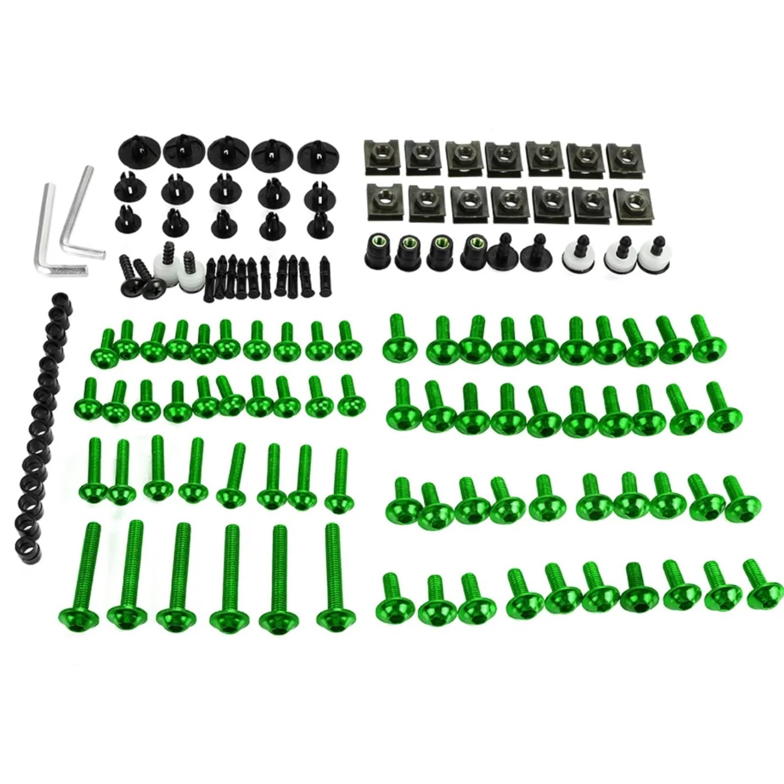 TGFQOLB Gewindeschrauben Set Für CB1300F Für CB150R Für CB190R M6 M5 Verkleidung Schrauben Kit Karosserie Befestigungen Schrauben Mutter Motorrad Batterie Terminal Schrauben(Green) von TGFQOLB