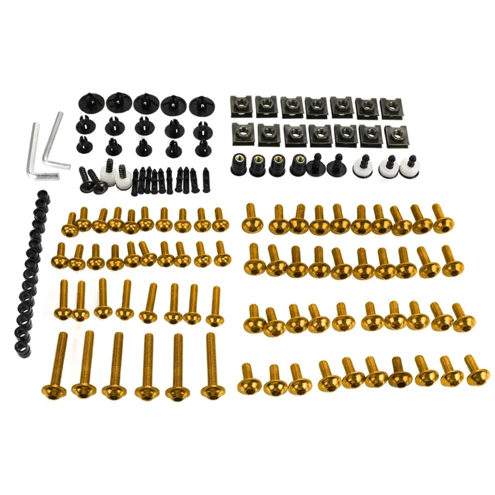 TGFQOLB Gewindeschrauben Set Für CB1300F Für CB150R Für CB190R M6 M5 Verkleidung Schrauben Kit Karosserie Befestigungen Schrauben Mutter Motorrad Batterie Terminal Schrauben(Yellow) von TGFQOLB
