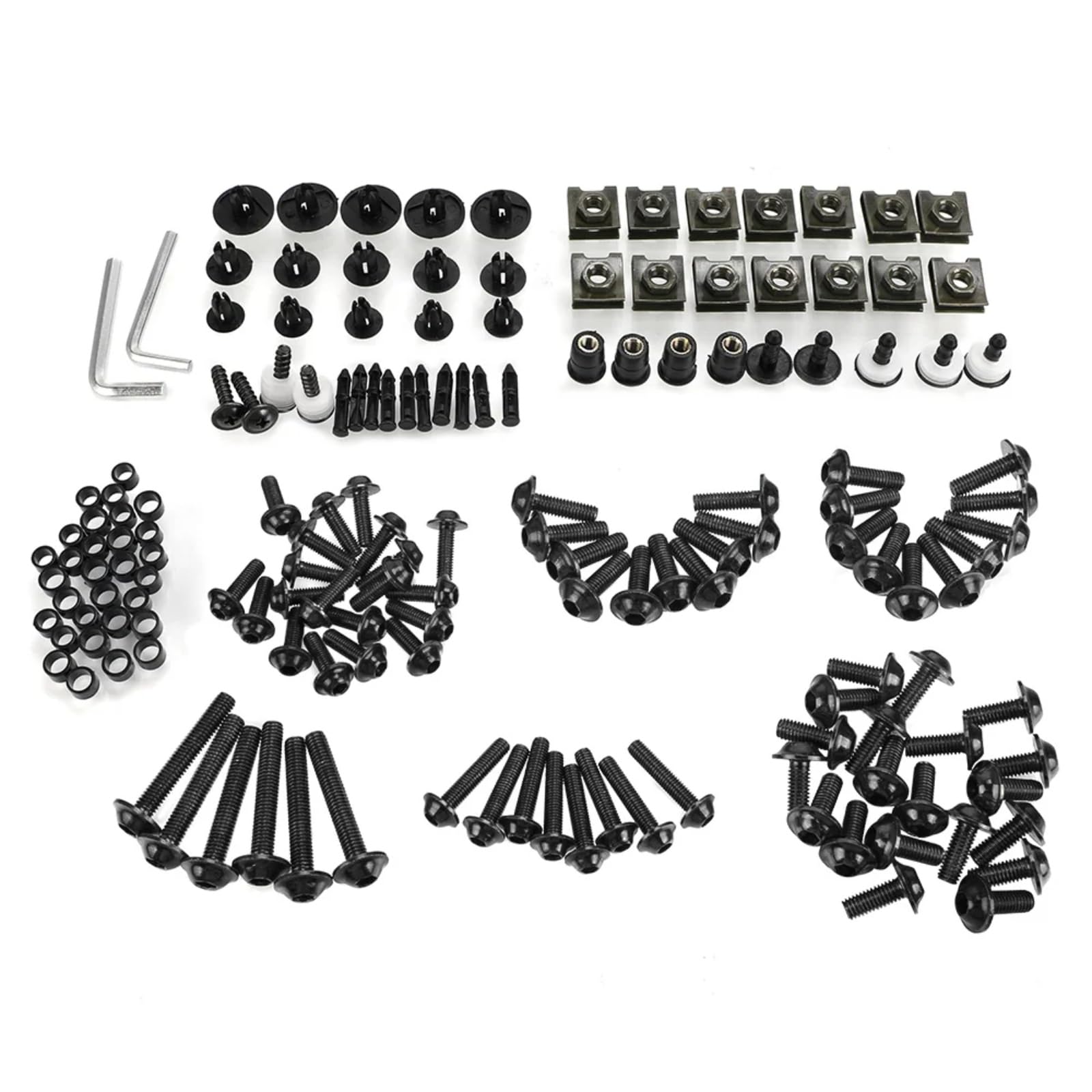 TGFQOLB Gewindeschrauben Set Für Cbr250 Für Cbr400 Für Cbr600 Motorrad Zubehör Verkleidung Schrauben Kit Körper Befestigungs Clips Schrauben Motorrad Batterie Terminal Schrauben(Black) von TGFQOLB