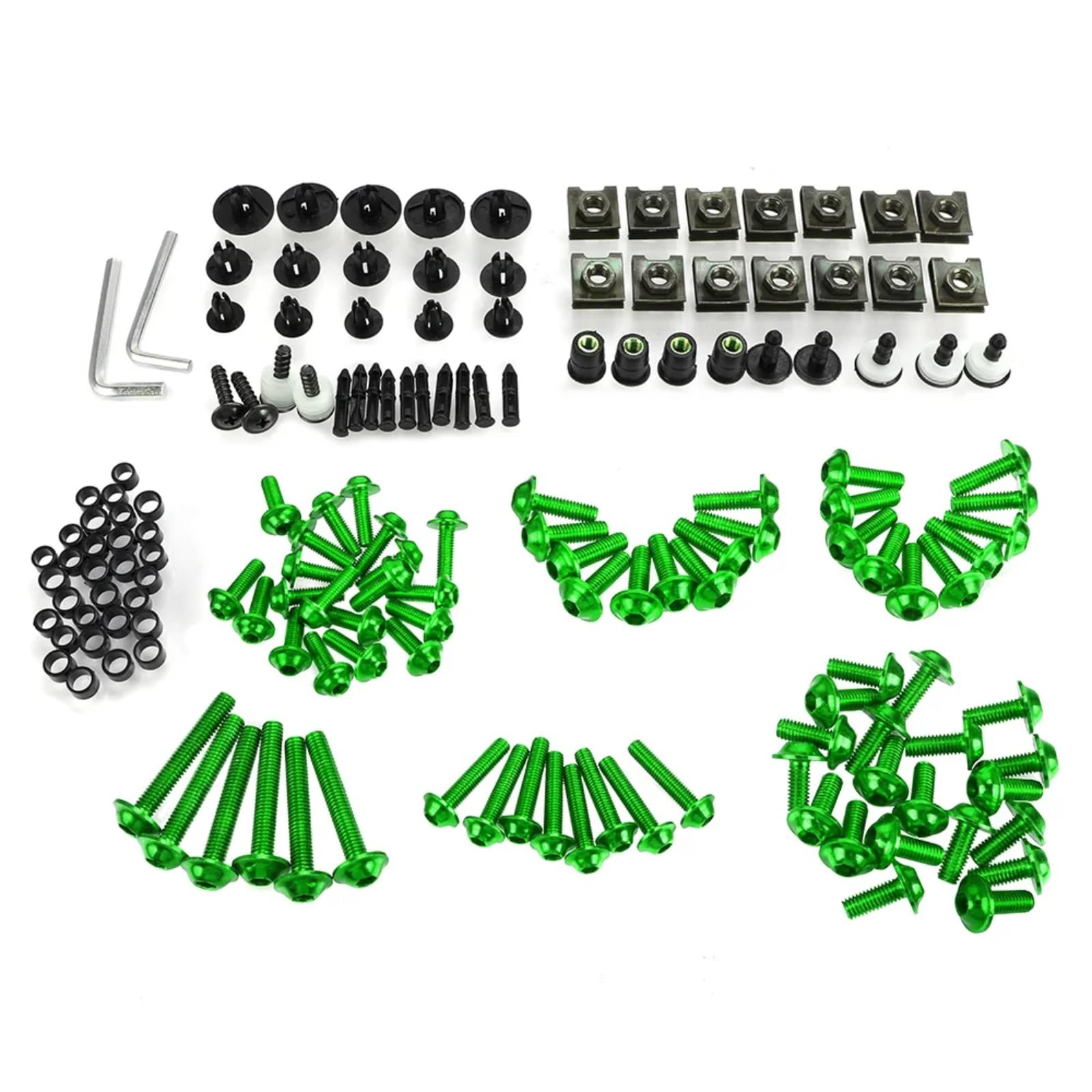TGFQOLB Gewindeschrauben Set Für Cbr250 Für Cbr400 Für Cbr600 Motorrad Zubehör Verkleidung Schrauben Kit Körper Befestigungs Clips Schrauben Motorrad Batterie Terminal Schrauben(Green) von TGFQOLB