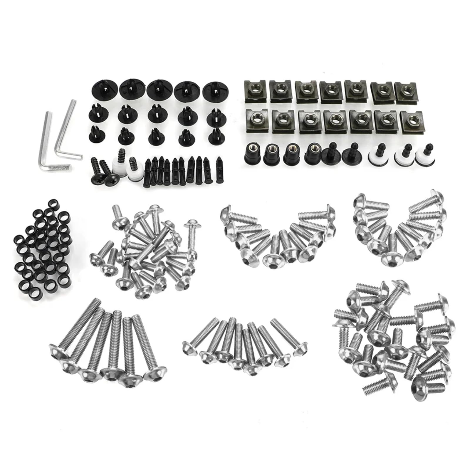 TGFQOLB Gewindeschrauben Set Für Cbr250 Für Cbr400 Für Cbr600 Motorrad Zubehör Verkleidung Schrauben Kit Körper Befestigungs Clips Schrauben Motorrad Batterie Terminal Schrauben(Silver) von TGFQOLB