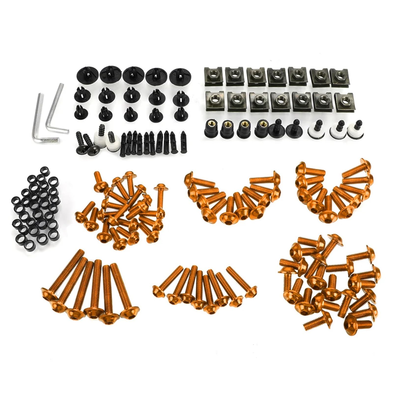 TGFQOLB Gewindeschrauben Set Für Cbr600 Für F4i Für Cb400 Für S2000 Universal Motorrad Verkleidung Schrauben Kit Körper Befestigungs Clips Schrauben Motorrad Batterie Terminal Schrauben(Orange) von TGFQOLB