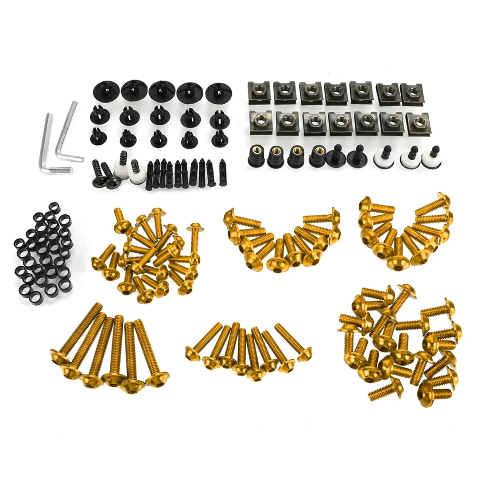 TGFQOLB Gewindeschrauben Set Für Cbr600 Für F4i Für Cb400 Für S2000 Universal Motorrad Verkleidung Schrauben Kit Körper Befestigungs Clips Schrauben Motorrad Batterie Terminal Schrauben(Yellow) von TGFQOLB