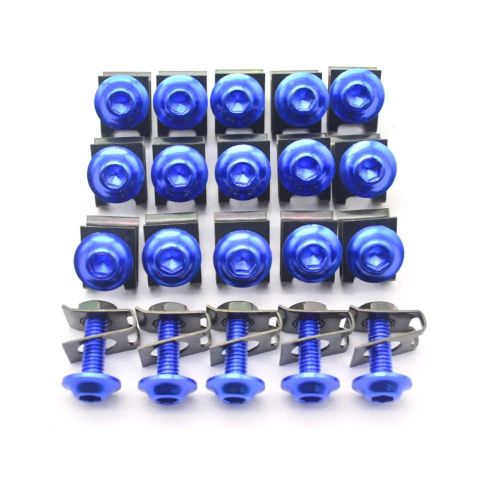 TGFQOLB Gewindeschrauben Set Für Hayabusa Für SV650S Für SV1000S 20PCS Motorrad Zubehör Verkleidung Schraube Für Bolzen Windschutzscheibe Schraube Motorrad Batterie Terminal Schrauben(Blue) von TGFQOLB