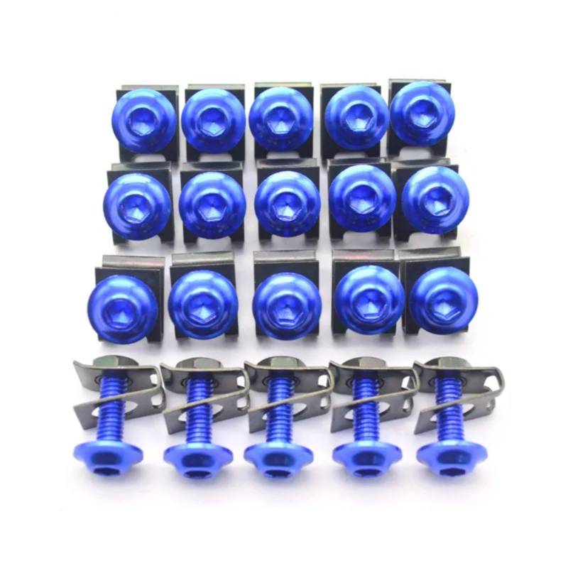 TGFQOLB Gewindeschrauben Set Für Hayabusa Für SV650S Für SV1000S 20PCS Motorrad Zubehör Verkleidung Schraube Für Bolzen Windschutzscheibe Schraube Motorrad Batterie Terminal Schrauben(Blue) von TGFQOLB