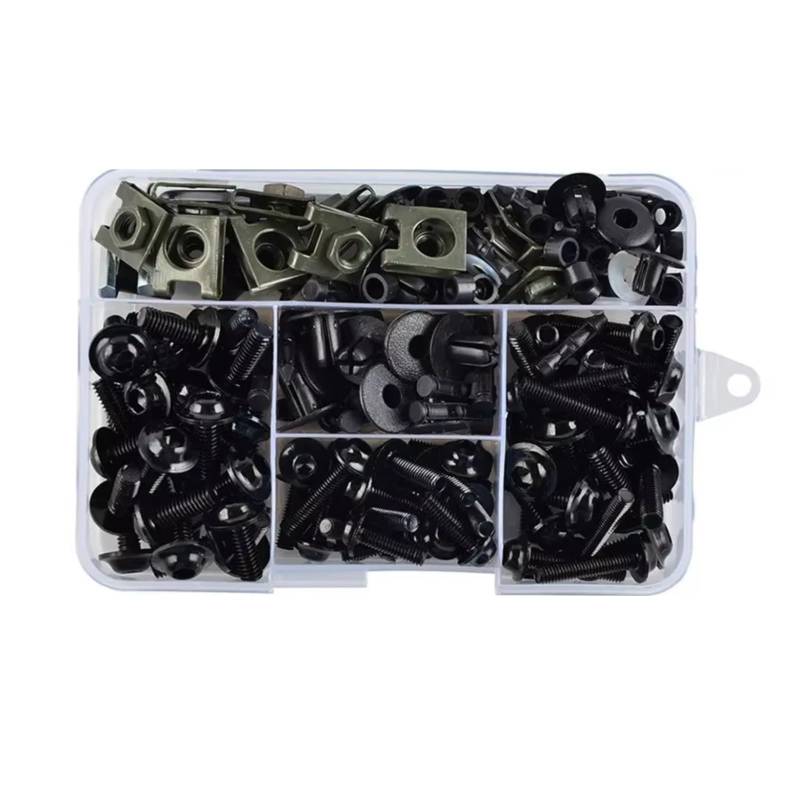 TGFQOLB Gewindeschrauben Set Kompatibel Mit YZFR125 Für YZF Motorrad Aluminium-Verkleidungsschrauben-Set Muttern-Clips Schrauben Und Muttern-Set(Black) von TGFQOLB