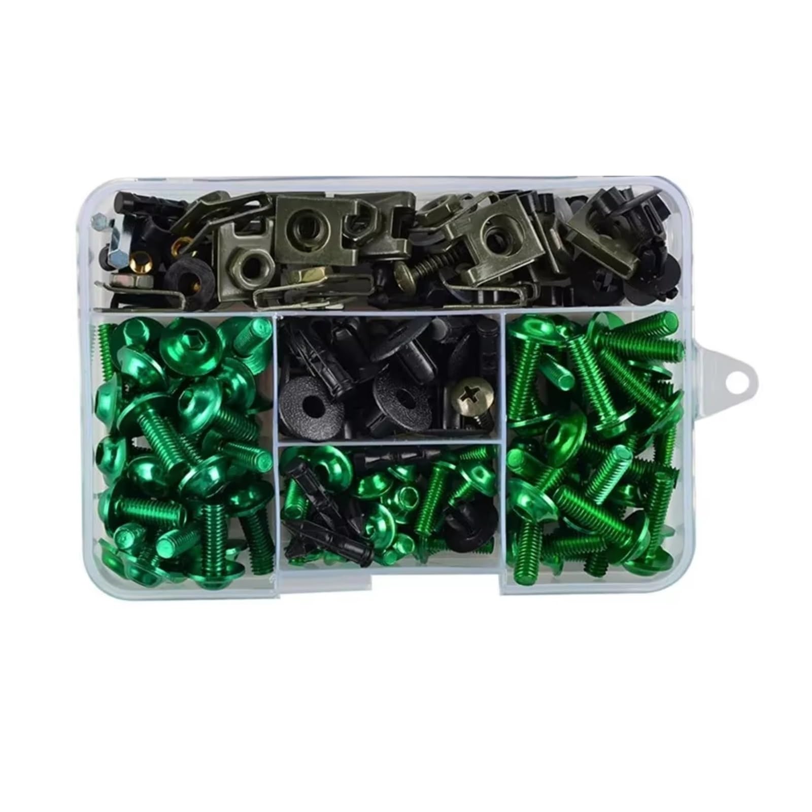 TGFQOLB Gewindeschrauben Set Kompatibel Mit YZFR125 Für YZF Motorrad Aluminium-Verkleidungsschrauben-Set Muttern-Clips Schrauben Und Muttern-Set(Green) von TGFQOLB