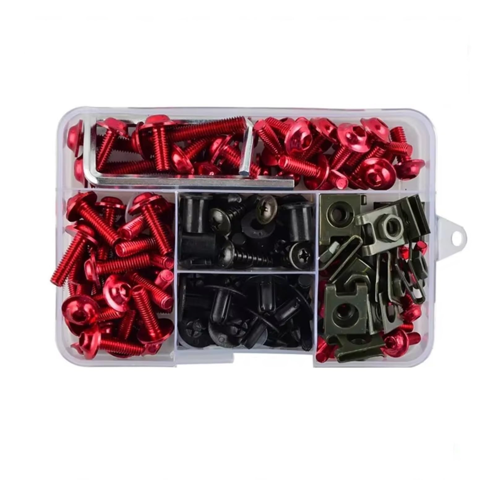 TGFQOLB Gewindeschrauben Set Kompatibel Mit YZFR125 Für YZF Motorrad Aluminium-Verkleidungsschrauben-Set Muttern-Clips Schrauben Und Muttern-Set(Red) von TGFQOLB