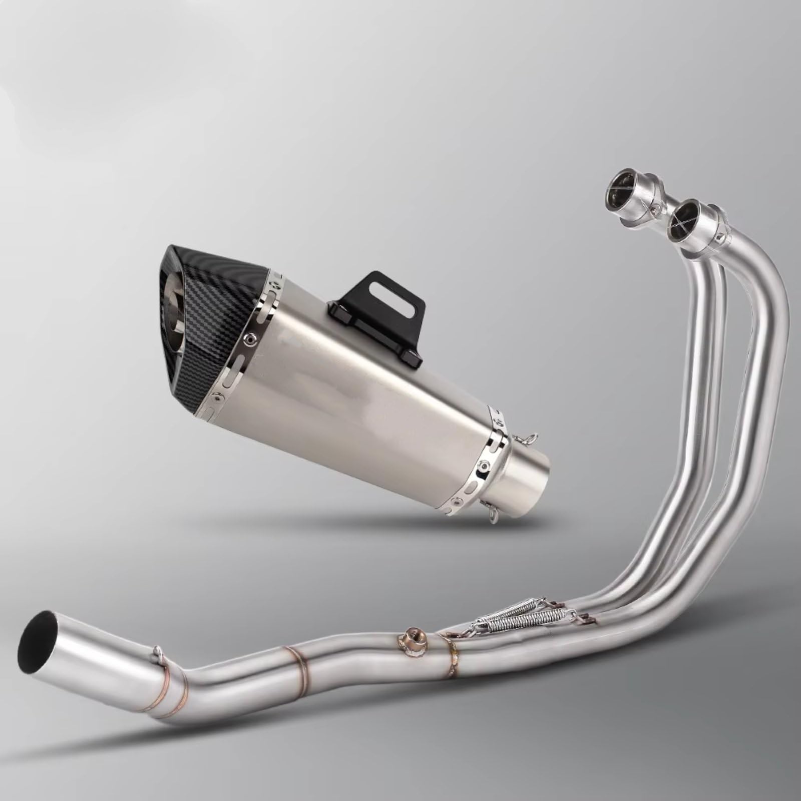 TGFQOLB Motorrad Auspuff Für YZF Für R3 Für R25 Für MT03 2015 2016 2017 2018 2019 2020 2021 2022 2023 2024 Motorradauspuffrohr Blauer Header Frontverbindungsrohr Mit Schalldämpfer(Type C) von TGFQOLB
