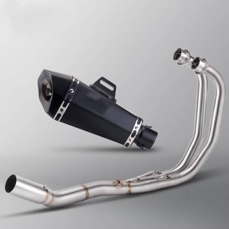 TGFQOLB Motorrad Auspuff Für YZF Für R3 Für R25 Für MT03 2015 2016 2017 2018 2019 2020 2021 2022 2023 2024 Motorradauspuffrohr Blauer Header Frontverbindungsrohr Mit Schalldämpfer(Type D) von TGFQOLB