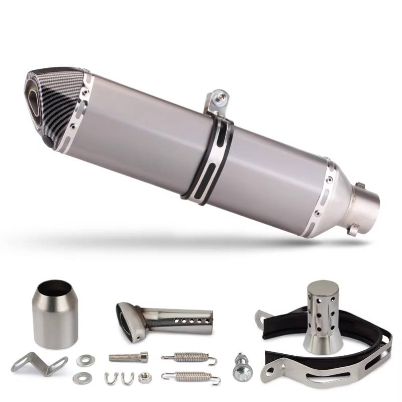 TGFQOLB Motorrad Auspuff Kompatibel Mit MT03 Motorradzubehör Schalldämpfer Auspuffrohr 470 Mm Sechskantschalldämpfer Auspuffendrohr 51 Mm(E) von TGFQOLB