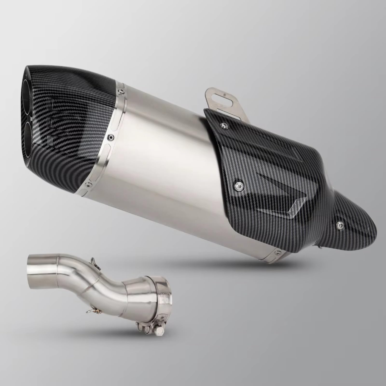 TGFQOLB Motorrad Auspuff Kompatibel Mit R1200GS Motorradzubehör Motorradauspuff Modifiziertes 51-mm-Doppelloch-Schalldämpfer-Mittelverbindungsrohr Edelstahlrohr(Type B) von TGFQOLB