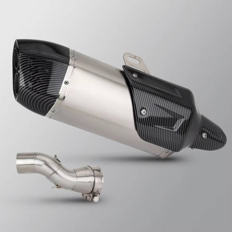 TGFQOLB Motorrad Auspuff Kompatibel Mit R1200GS Motorradzubehör Motorradauspuff Modifiziertes 51-mm-Doppelloch-Schalldämpfer-Mittelverbindungsrohr Edelstahlrohr(Type B) von TGFQOLB