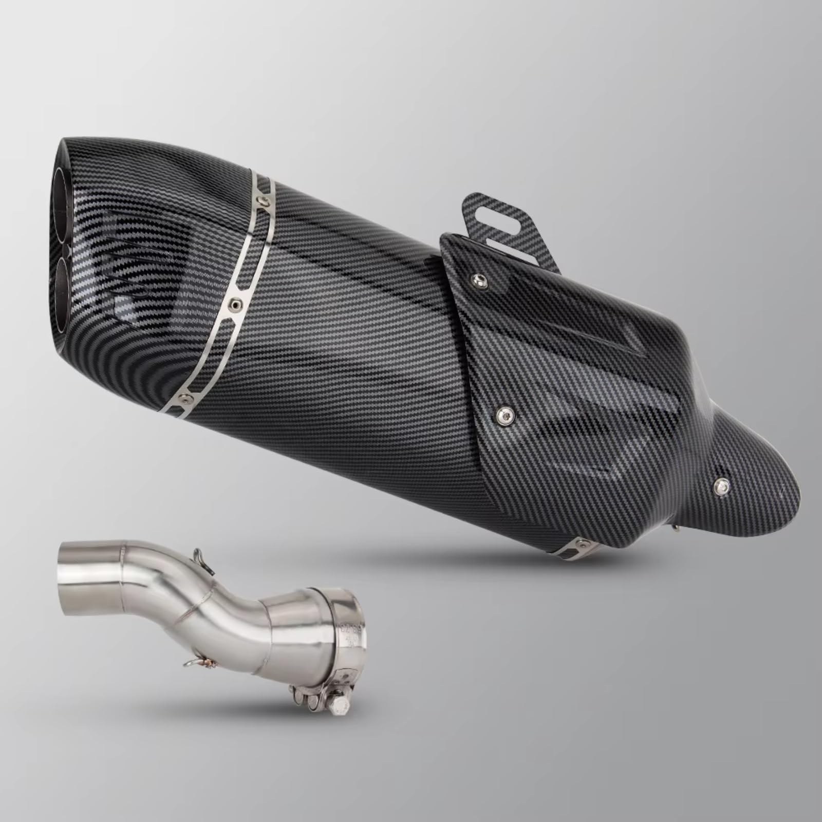 TGFQOLB Motorrad Auspuff Kompatibel Mit R1200GS Motorradzubehör Motorradauspuff Modifiziertes 51-mm-Doppelloch-Schalldämpfer-Mittelverbindungsrohr Edelstahlrohr(Type C) von TGFQOLB