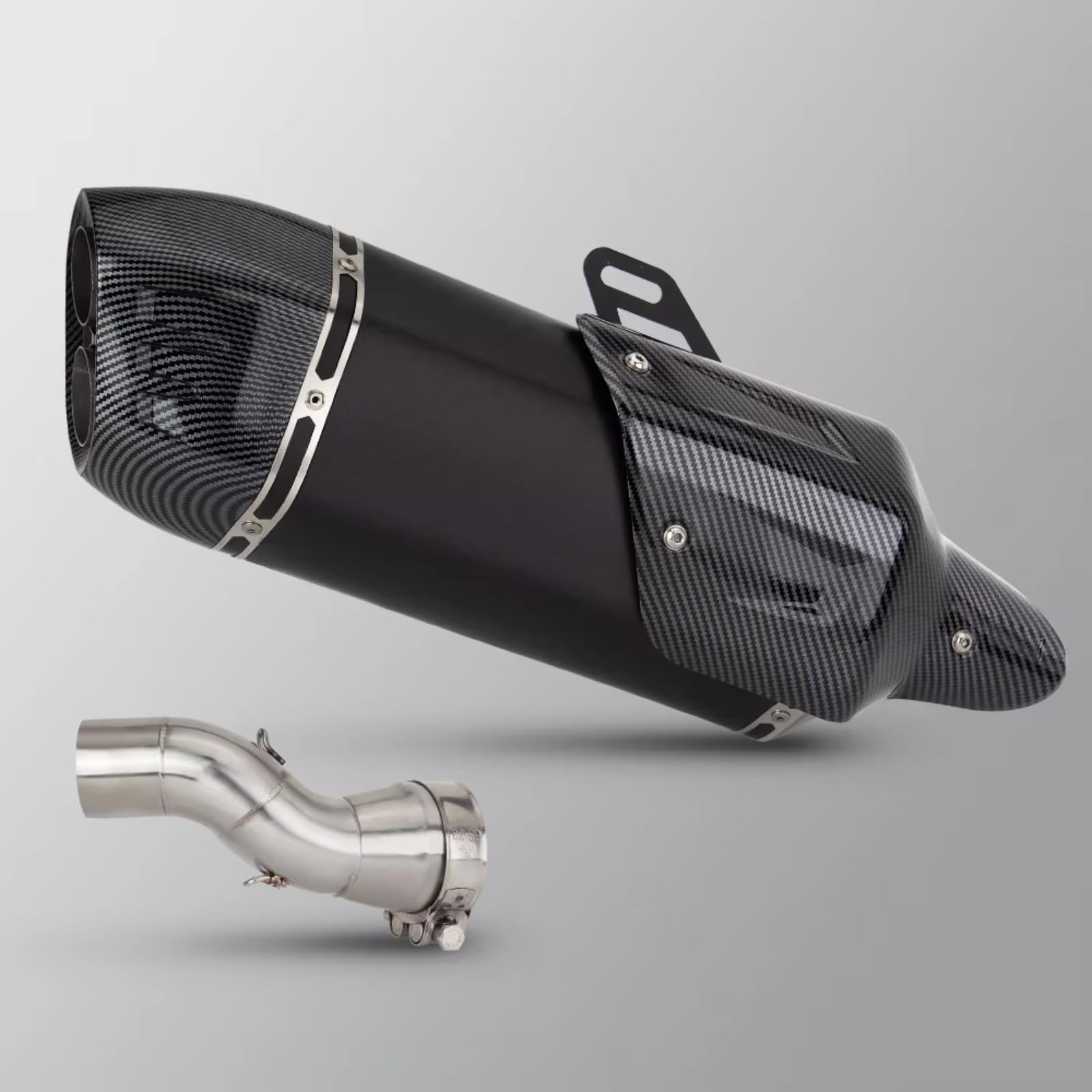 TGFQOLB Motorrad Auspuff Kompatibel Mit R1200GS Motorradzubehör Motorradauspuff Modifiziertes 51-mm-Doppelloch-Schalldämpfer-Mittelverbindungsrohr Edelstahlrohr(Type D) von TGFQOLB