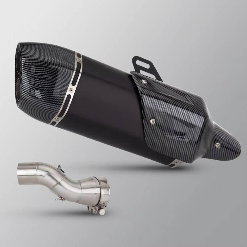TGFQOLB Motorrad Auspuff Kompatibel Mit R1200GS Motorradzubehör Motorradauspuff Modifiziertes 51-mm-Doppelloch-Schalldämpfer-Mittelverbindungsrohr Edelstahlrohr(Type D) von TGFQOLB