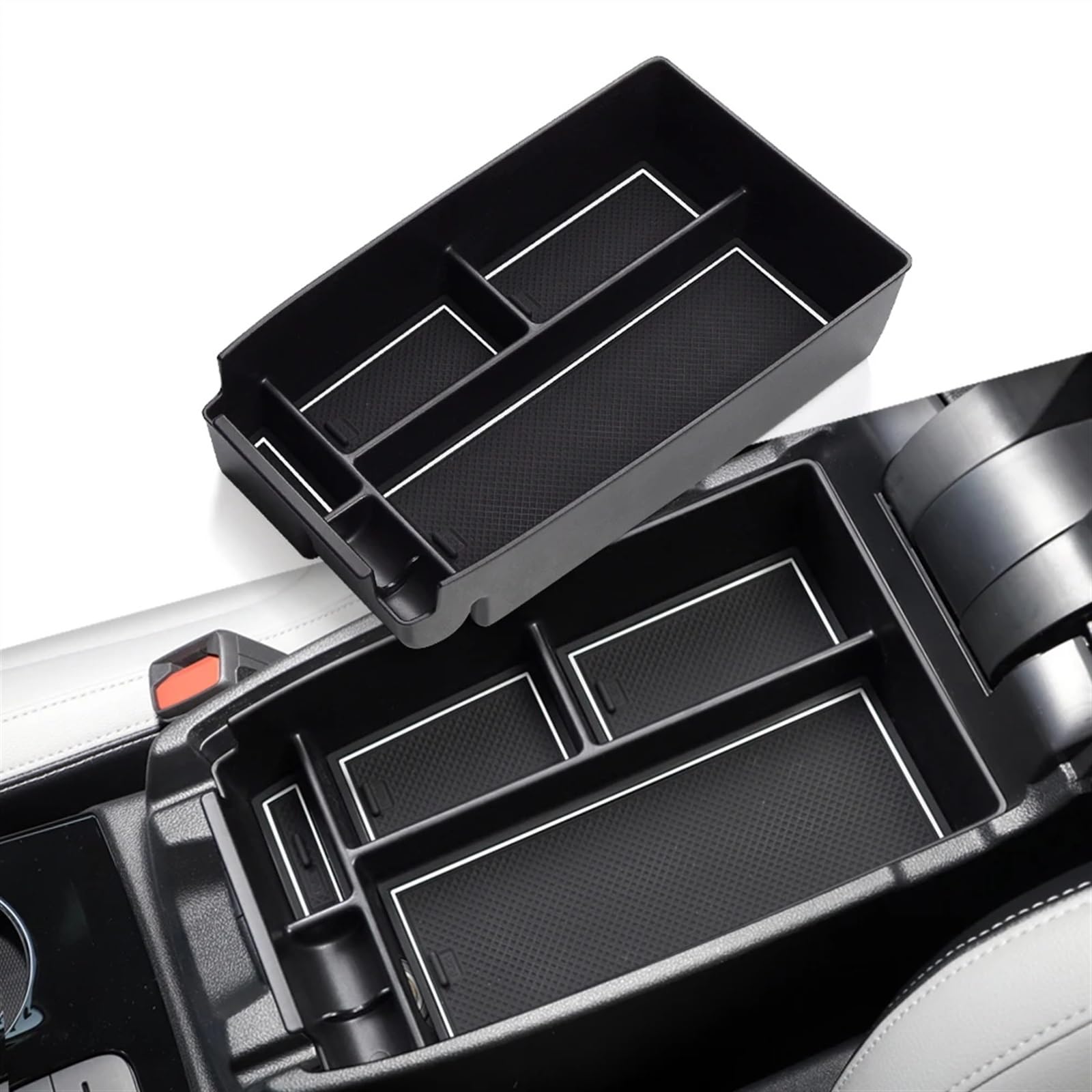 TGUQANM Auto Armlehne Tray Kompatibel Mit Ford Für Escape 2020 2021 Auto Armlehne Box Lagerung Box Auto Innen Zubehör Konsole Lagerung Box Auto Konsole Armlehne Box(White) von TGUQANM