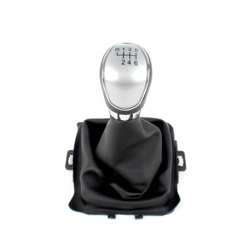 TGUQANM Auto-Schaltknäufe Kompatibel Mit Ford Für Fiesta 2008 2009 2010 2011 2012, Auto-Styling Für Silber-schwarzen Schaltknauf 5 6 Für Manuellen Schaltknauf-Adapter(Silver,6Speed) von TGUQANM