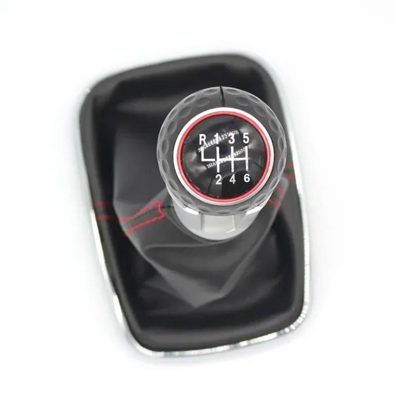TGUQANM Auto-Schaltknäufe Kompatibel Mit VW Für Golf Mk4 1999 2000 2001 2002 2003 2004 2005 5/6-Gang-Auto-Schaltknauf Schalthebelmanschette(Red Line-6 Speed) von TGUQANM