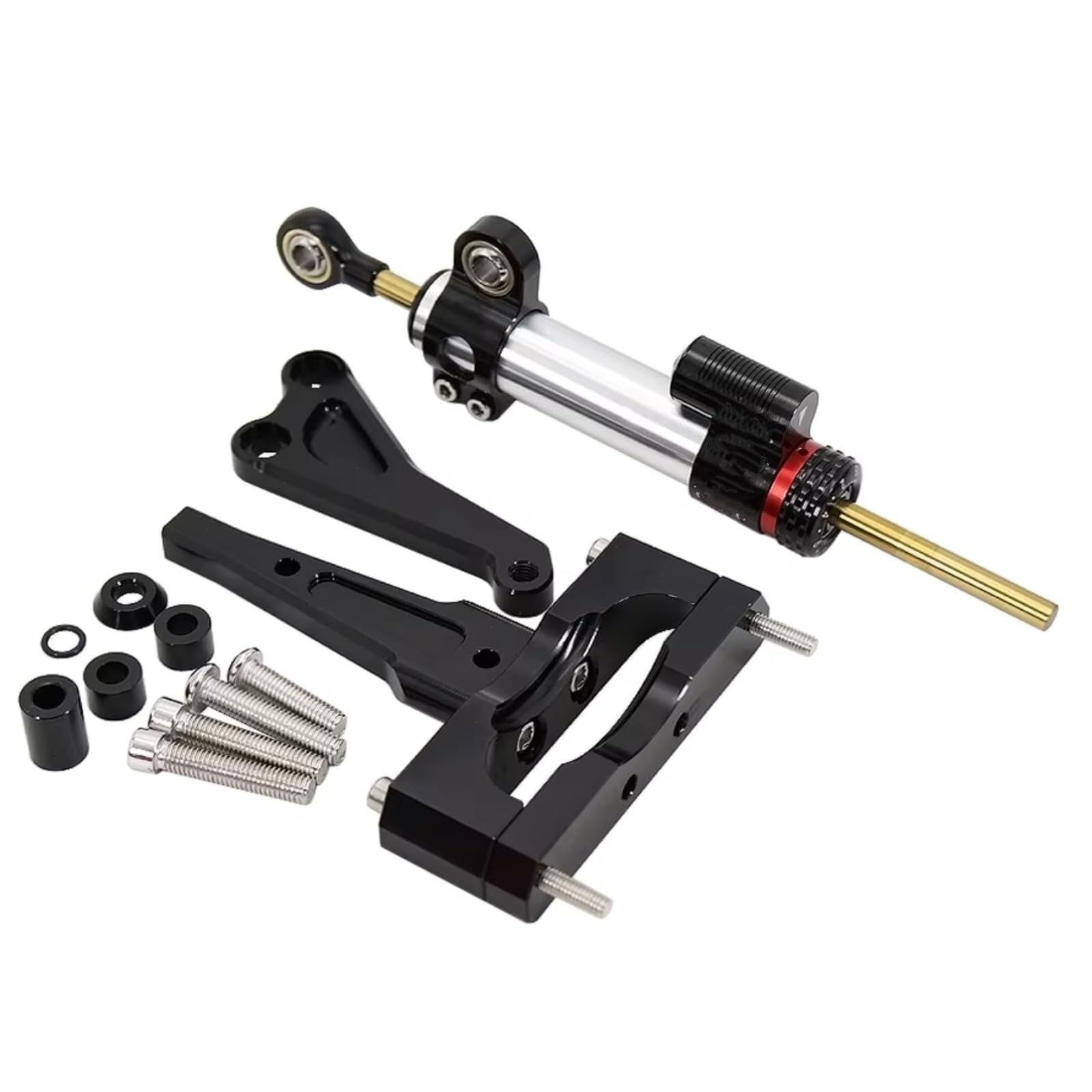 TGUQANM Damper Stabilisator Kompatibel Mit CB150R Für CB250R Für CB300R 2018 2019 2020 Motorrad Lenkstabilisator Dämpfermontage Universal Linear Stoßdämpfer(Silver-Black) von TGUQANM