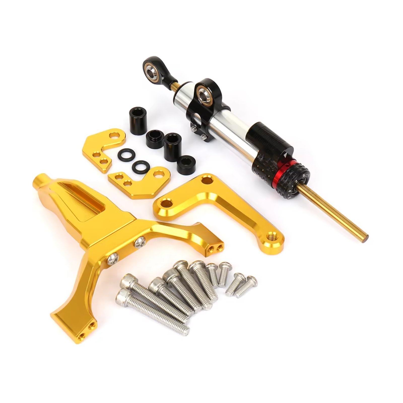 TGUQANM Damper Stabilisator Kompatibel Mit Yamaha Für MT09 2024 2025 Montage des Motorrad Lenkungsdämpferstabilisators Universelles Lineares Stoßdämpfer Kit(Silver-Yellow) von TGUQANM