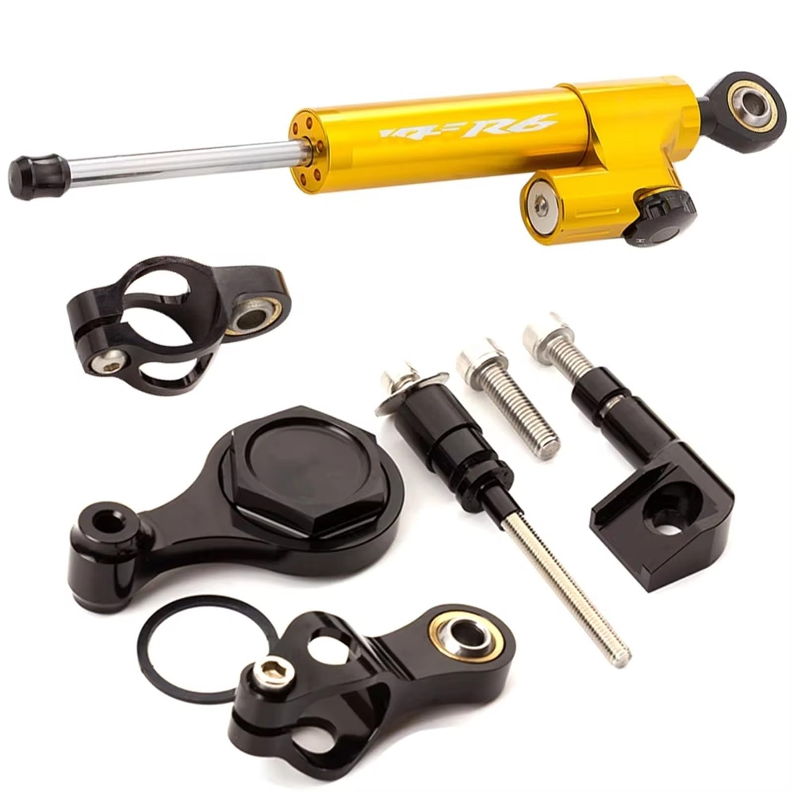 TGUQANM Damper Stabilisator Kompatibel Mit Yamaha Für YZF Für R6 2006–2016 2017 2018 2019 2020, CNC-Verstellbarer Linearer Umgekehrter Lenkungsdämpfer Mit Halterungsunterstützung(NO.10) von TGUQANM