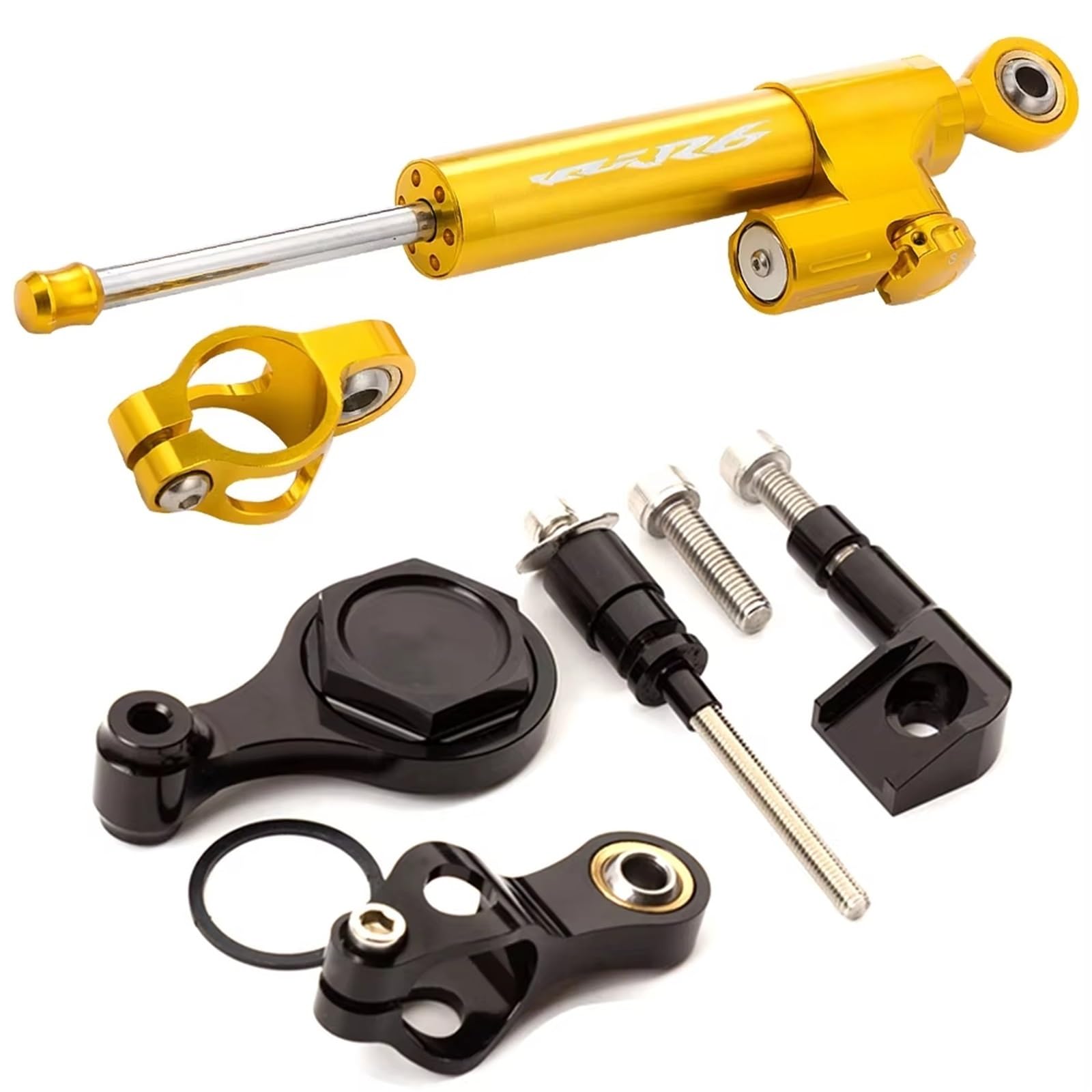TGUQANM Damper Stabilisator Kompatibel Mit Yamaha Für YZF Für R6 2006–2016 2017 2018 2019 2020, CNC-Verstellbarer Linearer Umgekehrter Lenkungsdämpfer Mit Halterungsunterstützung(NO.11) von TGUQANM