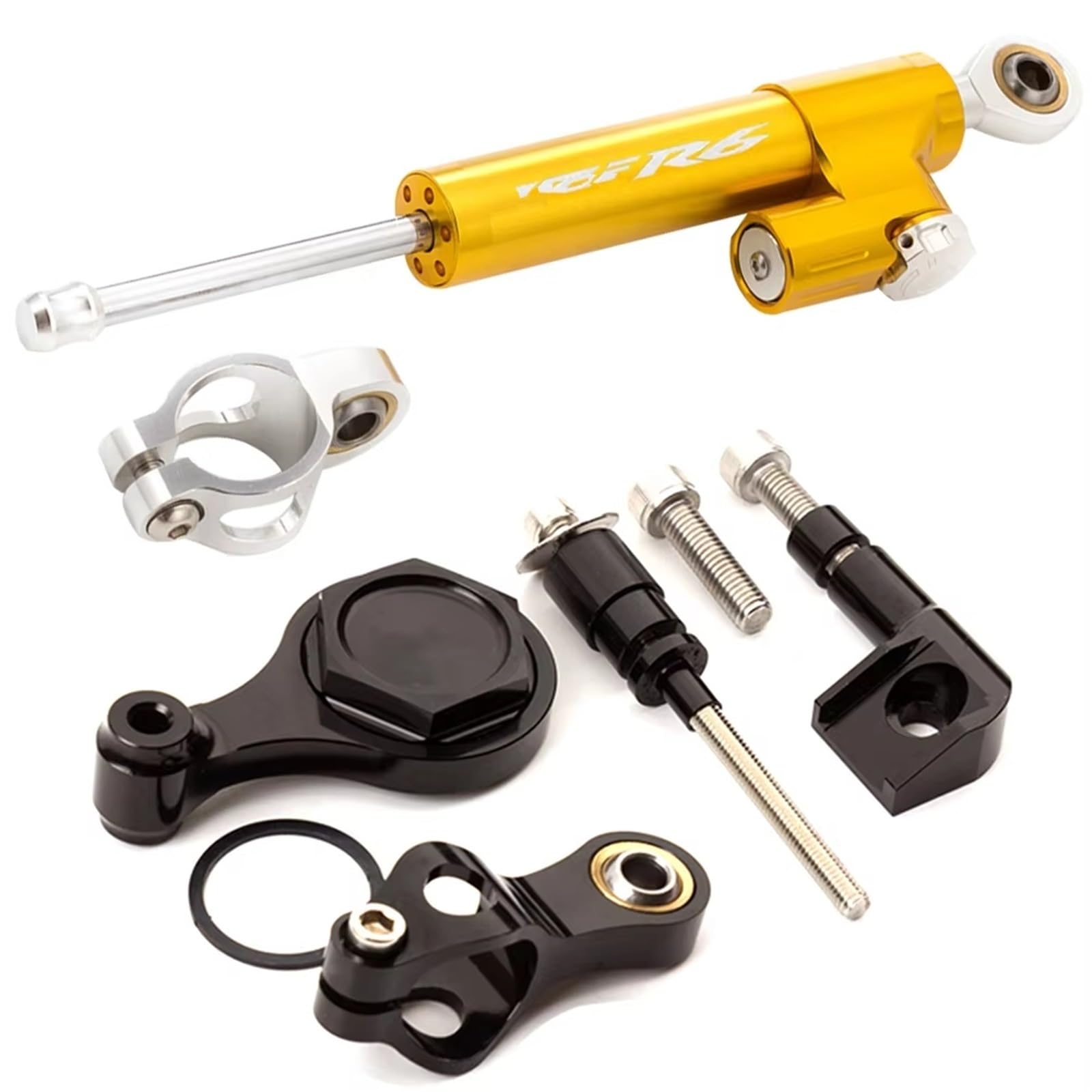 TGUQANM Damper Stabilisator Kompatibel Mit Yamaha Für YZF Für R6 2006–2016 2017 2018 2019 2020, CNC-Verstellbarer Linearer Umgekehrter Lenkungsdämpfer Mit Halterungsunterstützung(NO.12) von TGUQANM