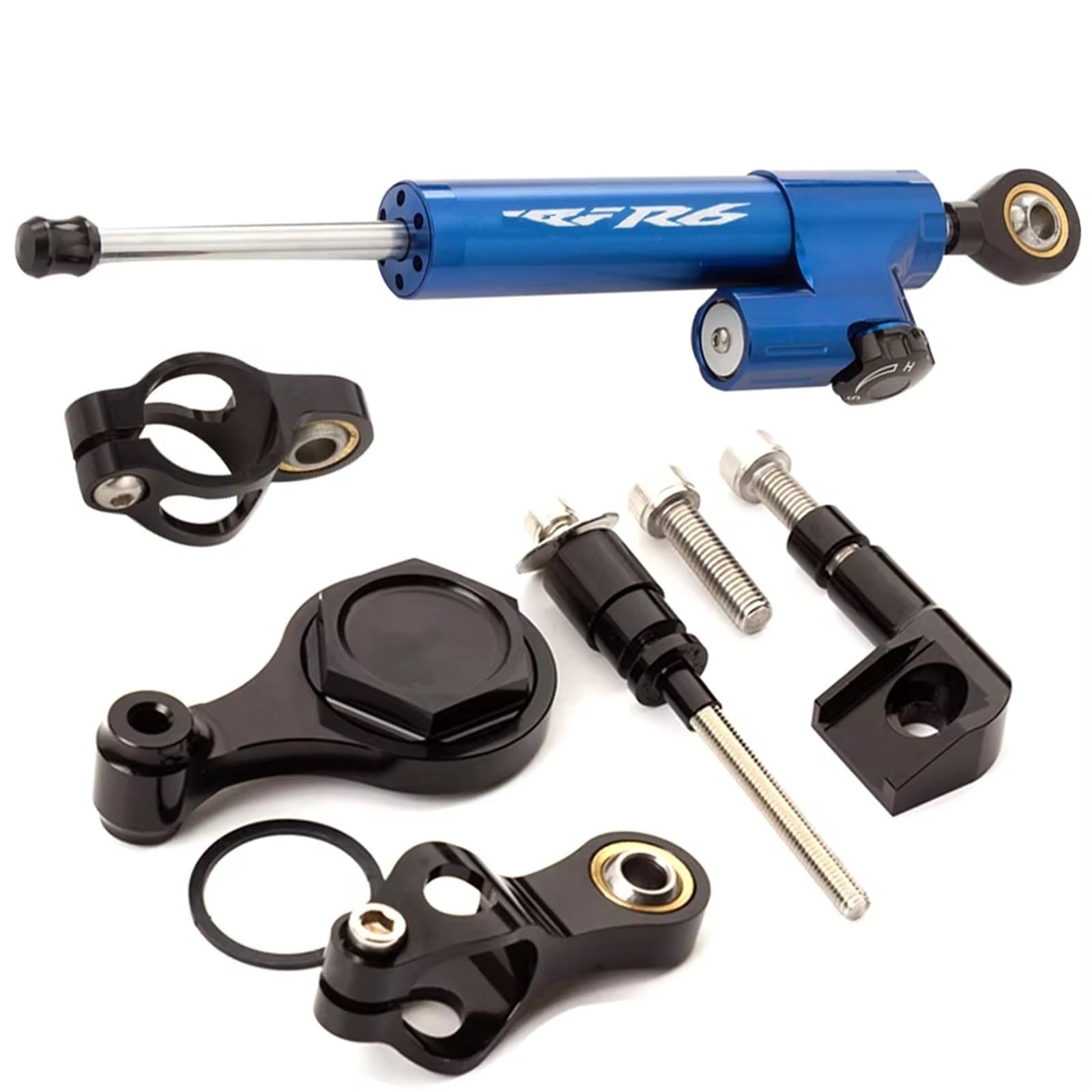 TGUQANM Damper Stabilisator Kompatibel Mit Yamaha Für YZF Für R6 2006–2016 2017 2018 2019 2020, CNC-Verstellbarer Linearer Umgekehrter Lenkungsdämpfer Mit Halterungsunterstützung(NO.13) von TGUQANM