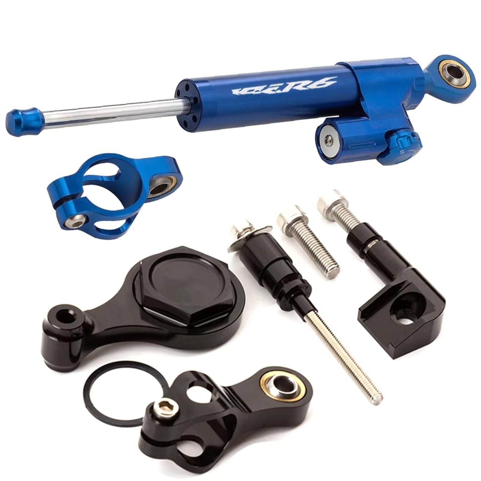 TGUQANM Damper Stabilisator Kompatibel Mit Yamaha Für YZF Für R6 2006–2016 2017 2018 2019 2020, CNC-Verstellbarer Linearer Umgekehrter Lenkungsdämpfer Mit Halterungsunterstützung(NO.14) von TGUQANM