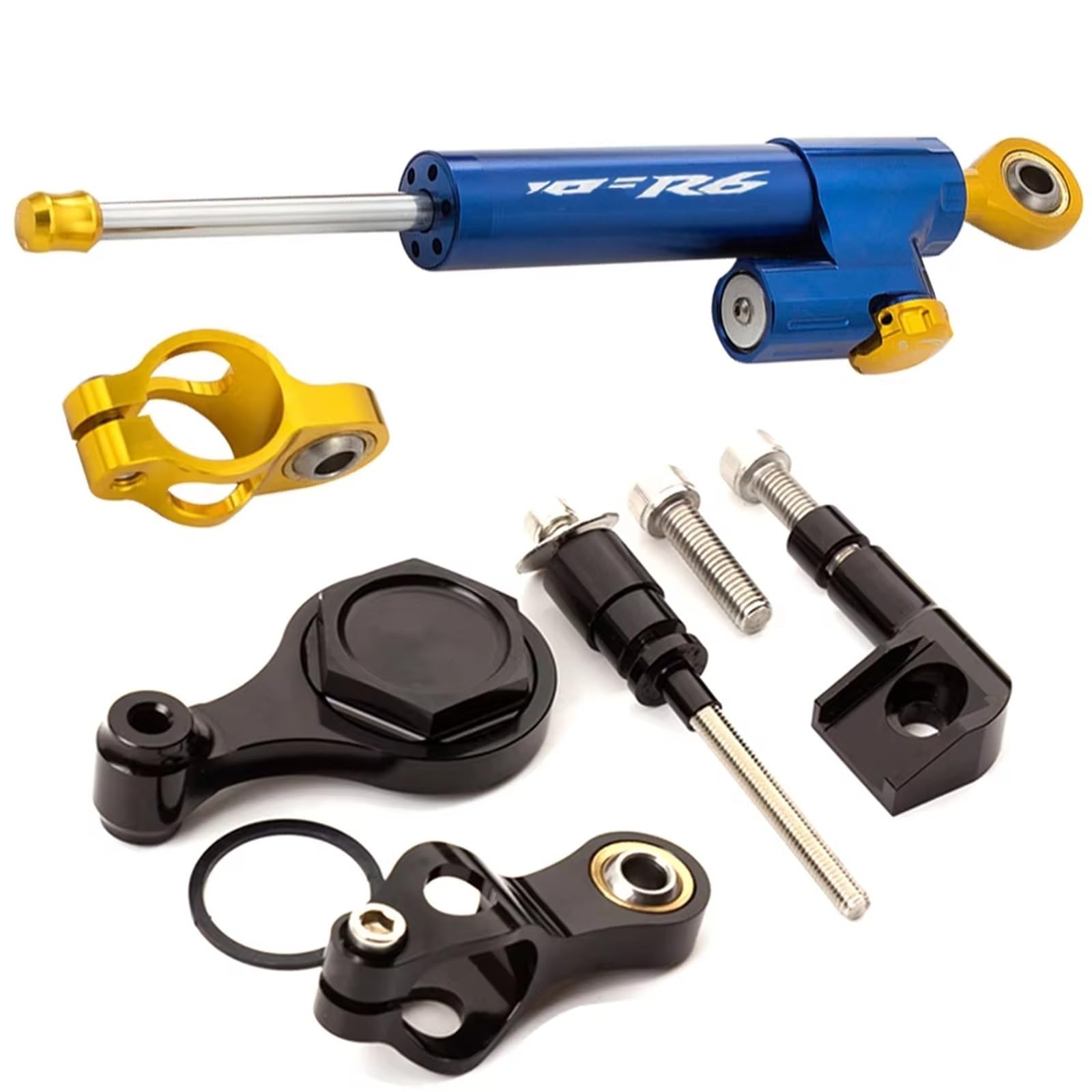 TGUQANM Damper Stabilisator Kompatibel Mit Yamaha Für YZF Für R6 2006–2016 2017 2018 2019 2020, CNC-Verstellbarer Linearer Umgekehrter Lenkungsdämpfer Mit Halterungsunterstützung(NO.15) von TGUQANM