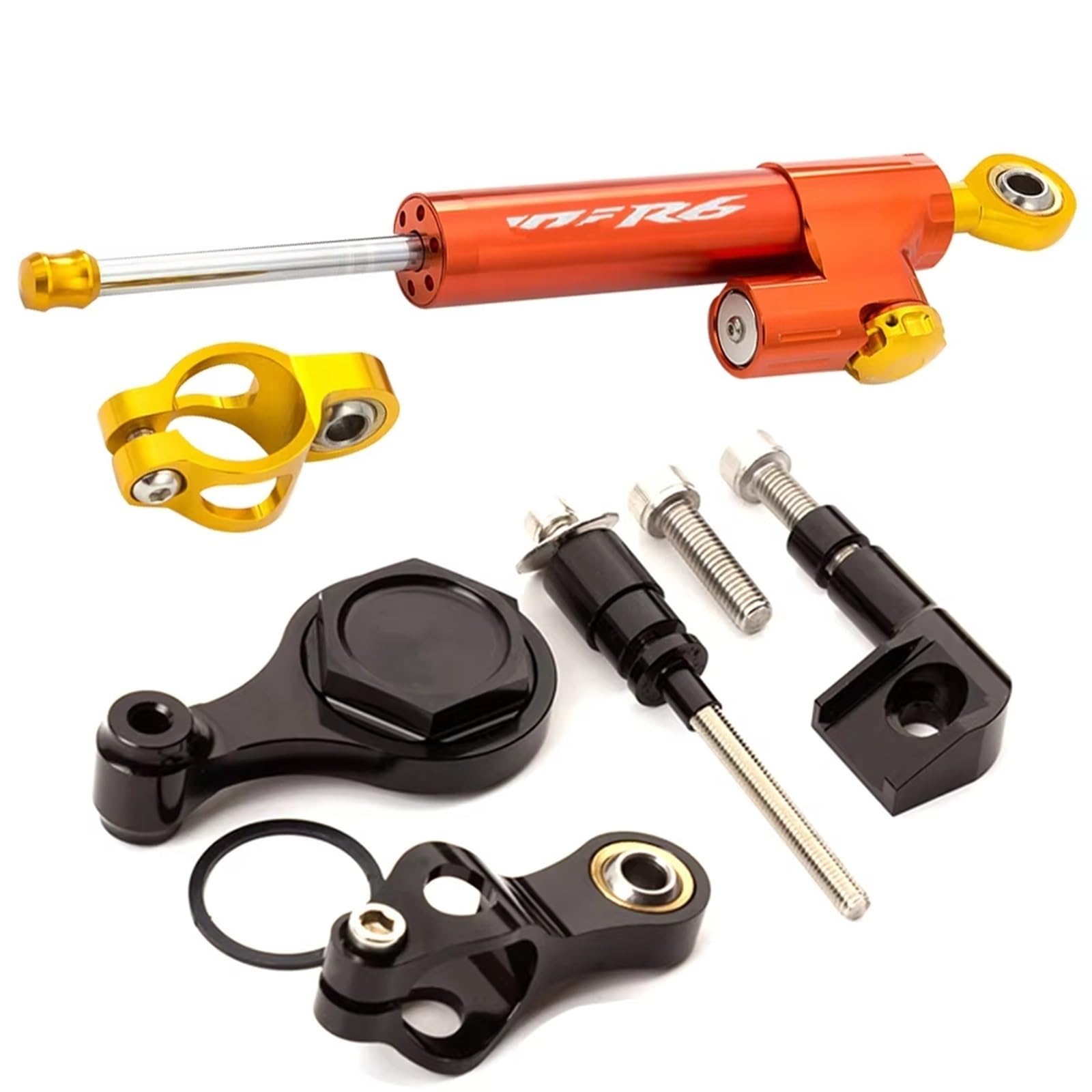 TGUQANM Damper Stabilisator Kompatibel Mit Yamaha Für YZF Für R6 2006–2016 2017 2018 2019 2020, CNC-Verstellbarer Linearer Umgekehrter Lenkungsdämpfer Mit Halterungsunterstützung(NO.16) von TGUQANM