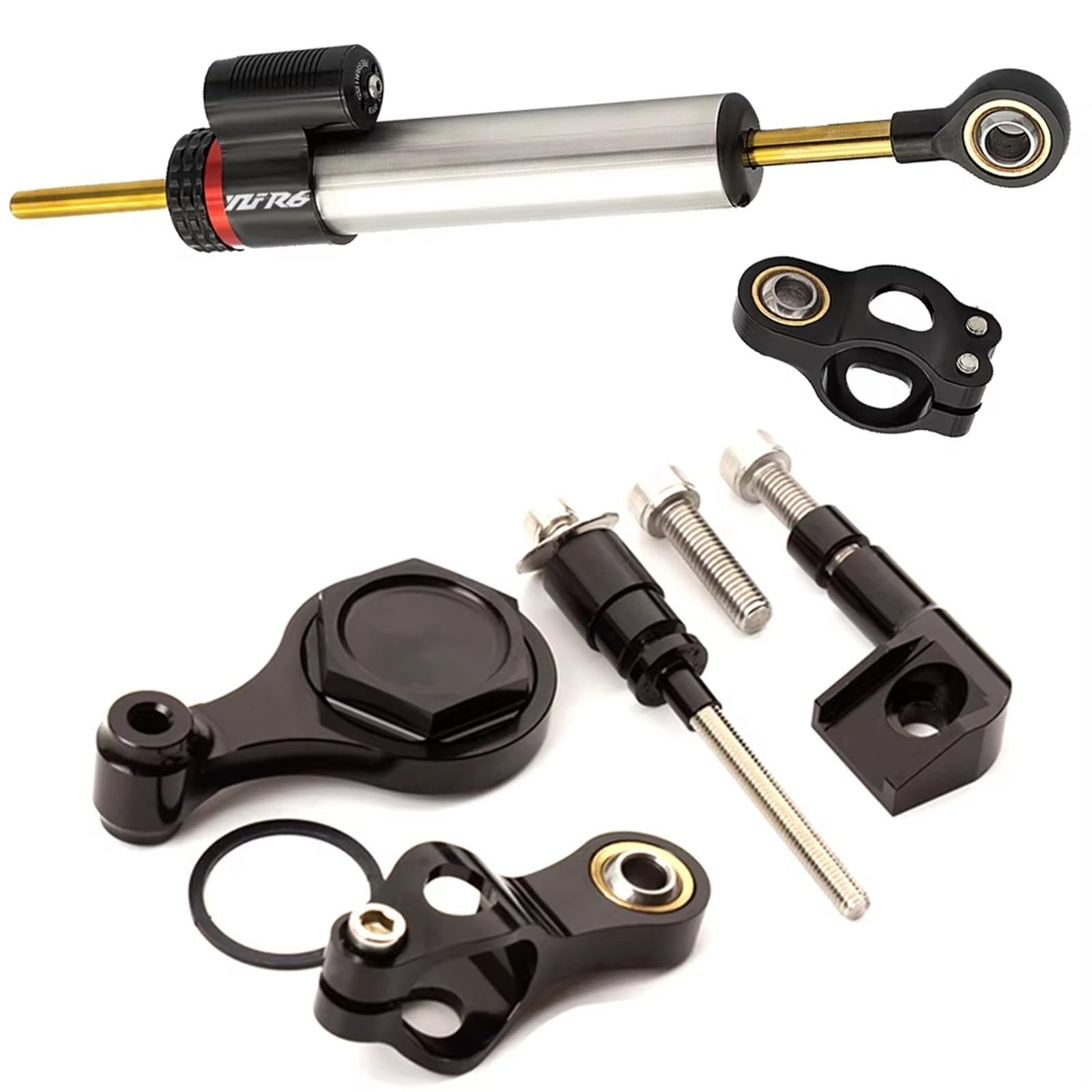 TGUQANM Damper Stabilisator Kompatibel Mit Yamaha Für YZF Für R6 2006–2016 2017 2018 2019 2020, CNC-Verstellbarer Linearer Umgekehrter Lenkungsdämpfer Mit Halterungsunterstützung(NO.2) von TGUQANM