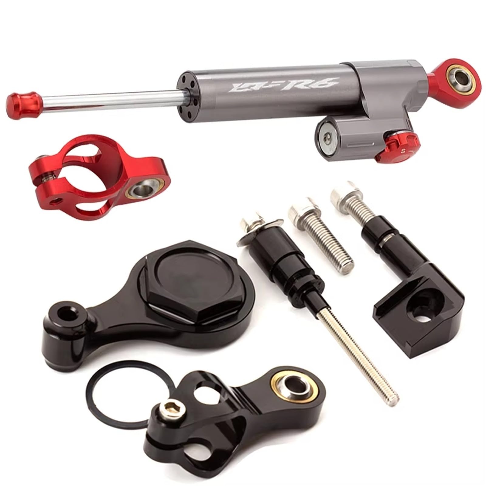 TGUQANM Damper Stabilisator Kompatibel Mit Yamaha Für YZF Für R6 2006–2016 2017 2018 2019 2020, CNC-Verstellbarer Linearer Umgekehrter Lenkungsdämpfer Mit Halterungsunterstützung(NO.21) von TGUQANM