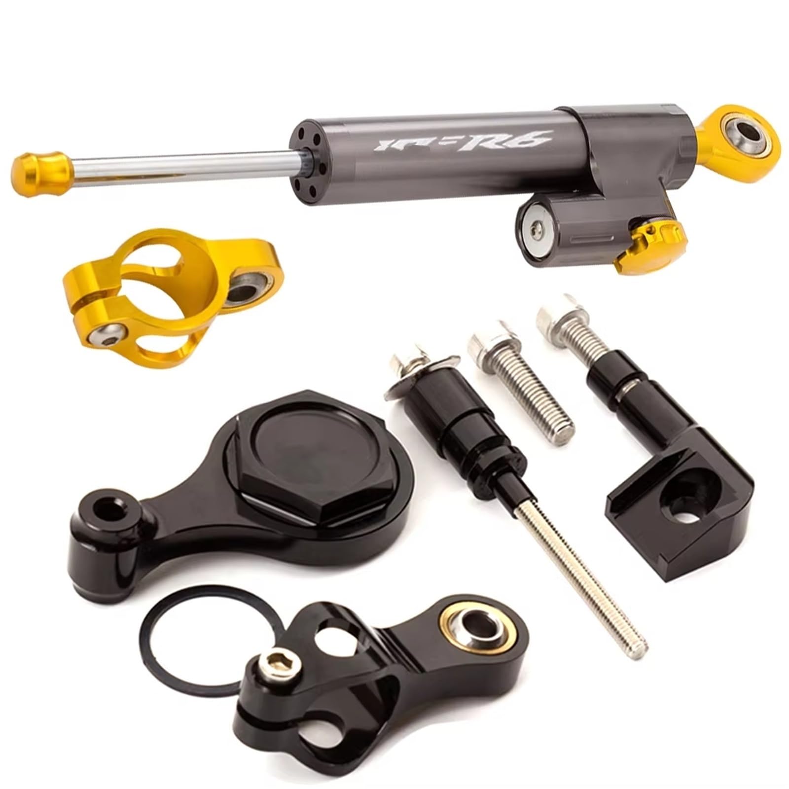 TGUQANM Damper Stabilisator Kompatibel Mit Yamaha Für YZF Für R6 2006–2016 2017 2018 2019 2020, CNC-Verstellbarer Linearer Umgekehrter Lenkungsdämpfer Mit Halterungsunterstützung(NO.22) von TGUQANM