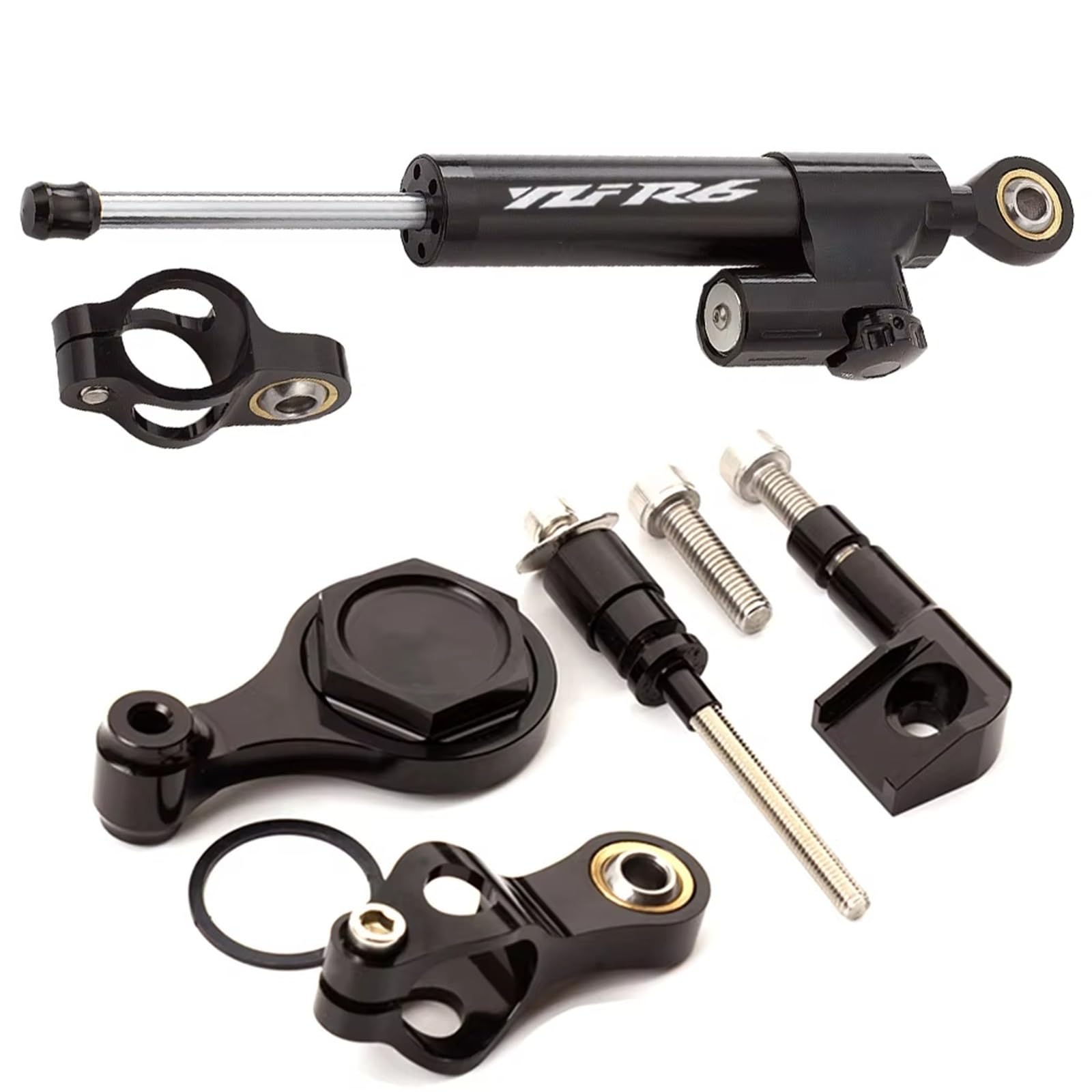 TGUQANM Damper Stabilisator Kompatibel Mit Yamaha Für YZF Für R6 2006–2016 2017 2018 2019 2020, CNC-Verstellbarer Linearer Umgekehrter Lenkungsdämpfer Mit Halterungsunterstützung(NO.3) von TGUQANM