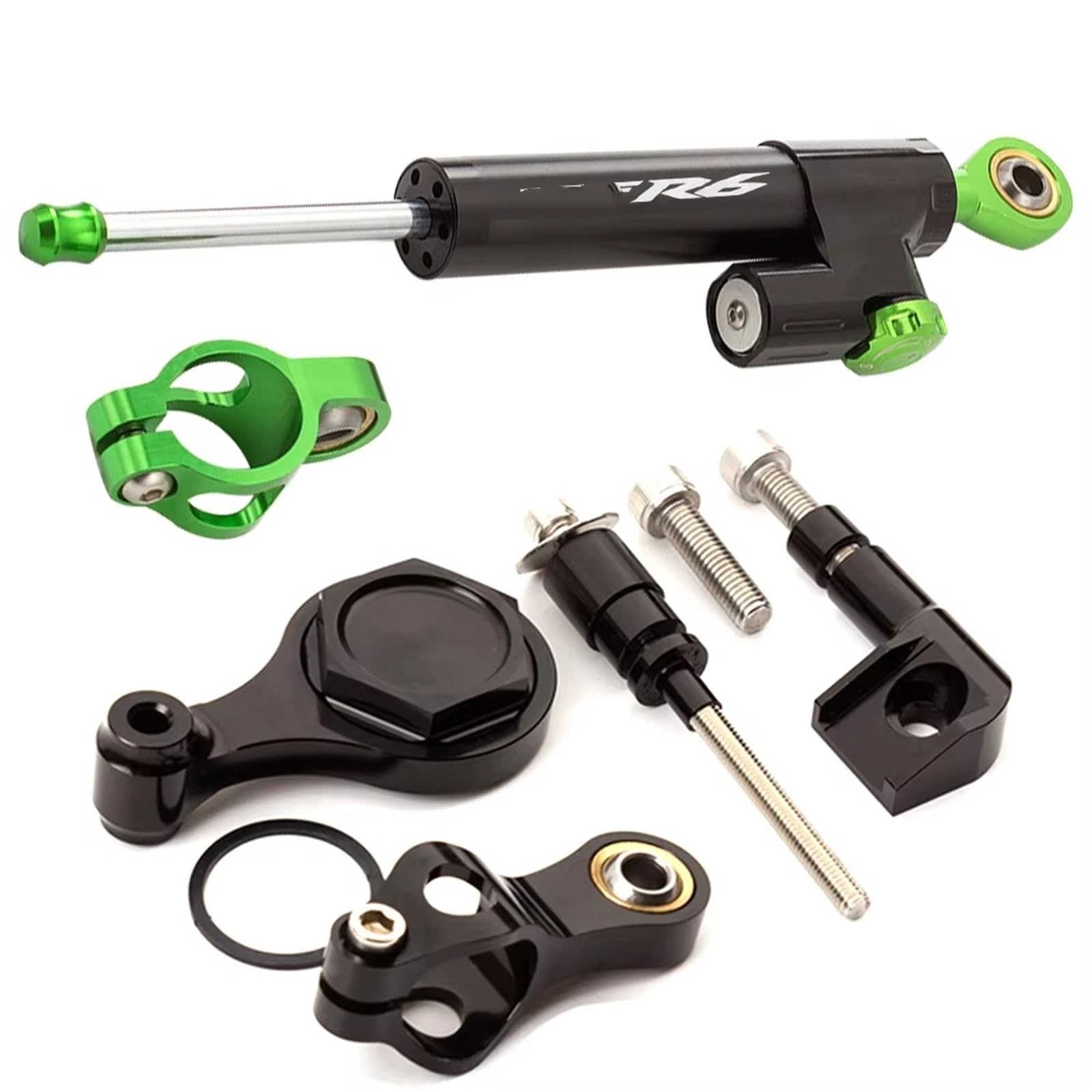 TGUQANM Damper Stabilisator Kompatibel Mit Yamaha Für YZF Für R6 2006–2016 2017 2018 2019 2020, CNC-Verstellbarer Linearer Umgekehrter Lenkungsdämpfer Mit Halterungsunterstützung(NO.5) von TGUQANM
