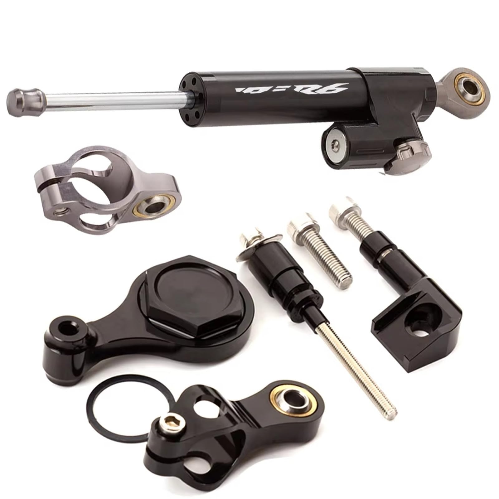 TGUQANM Damper Stabilisator Kompatibel Mit Yamaha Für YZF Für R6 2006–2016 2017 2018 2019 2020, CNC-Verstellbarer Linearer Umgekehrter Lenkungsdämpfer Mit Halterungsunterstützung(NO.6) von TGUQANM