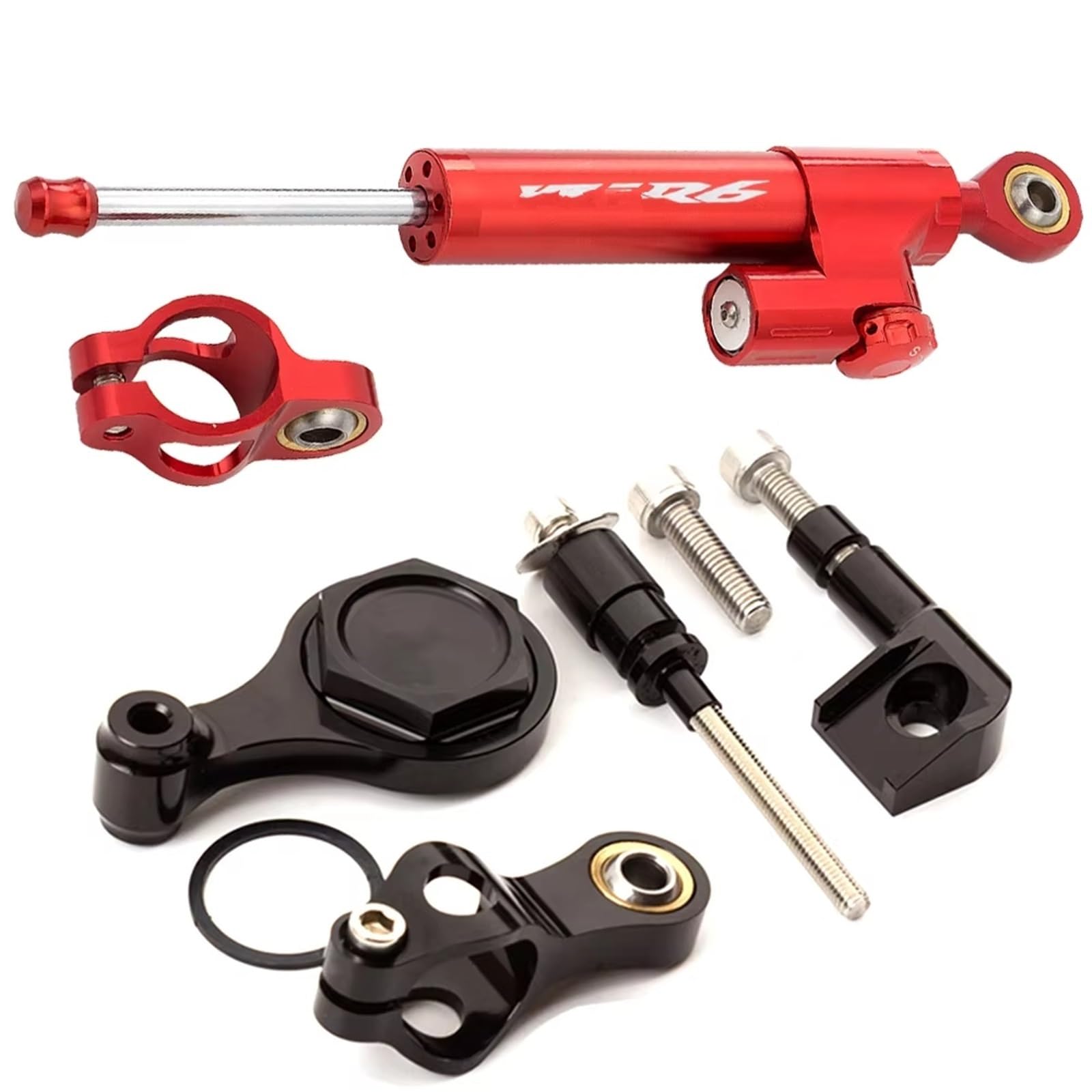 TGUQANM Damper Stabilisator Kompatibel Mit Yamaha Für YZF Für R6 2006–2016 2017 2018 2019 2020, CNC-Verstellbarer Linearer Umgekehrter Lenkungsdämpfer Mit Halterungsunterstützung(NO.8) von TGUQANM