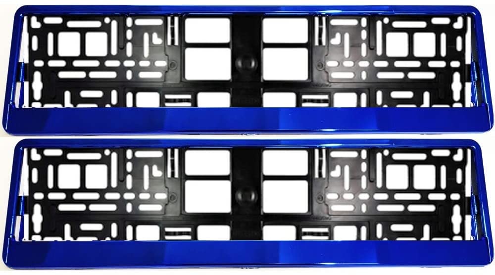 2 x kurz Kennzeichenhalter 46 cm Nummernschildhalter 460 x 110 mm Farbe Wahlbar (blau Hochglanz) von THE7 AUTOMOTIVE