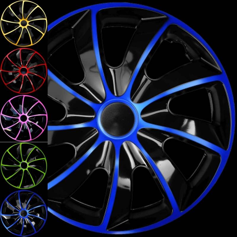 Radkappen Premium Line-zweischichtig lackiert, 4 Stück, Größe und Farbe Wahlbar (Blau, 14 Zoll) von THE7 AUTOMOTIVE