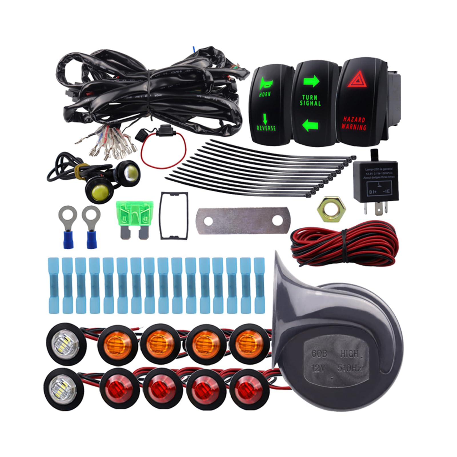 THINCAN UTV SXS Turn Street Legal Reverse Hazard LED Light Horn USB Flasherrelay Kompatibel Für ATV Scooter THINCAN UTV SXS Turn Street Legal Reverse Hazard LED Light Horn USB Flasherrelay Kompatibel Für ATV Scooter von THINCAN