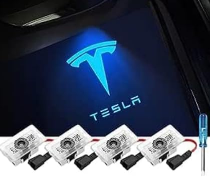 THOMIX Auto Door Projektolicht Willkommenslicht für Tesla Model 3/Model X/Model Y/Model S, Autotür Türbeleuchtung WillkommensLicht Auto Beleuchtung Projektor Zubehör,4PCS von THOMIX