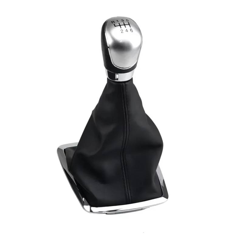 THRU Auto-Schalthebel-Kits Kompatibel Mit Ford Für Focus 2 MK2 2005 2006 2007 2008 2009 2010 2011 2012 5/6-Gang-Schaltknaufhebel Handballmanschette Kofferraumabdeckung(Silver,6-Speed) von THRU