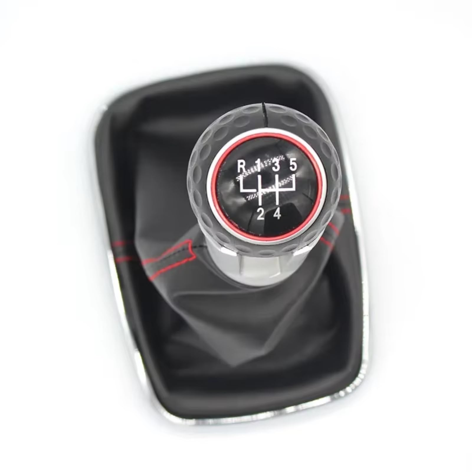 THRU Auto-Schalthebel-Kits Kompatibel Mit Vw Für J&etta Für Bora Mk4 1999 2000 2001 2002 2003 2004 5/6 Gang Schwarzer Rahmen Schaltknauf Hebelmanschette(Red,5 Speed) von THRU