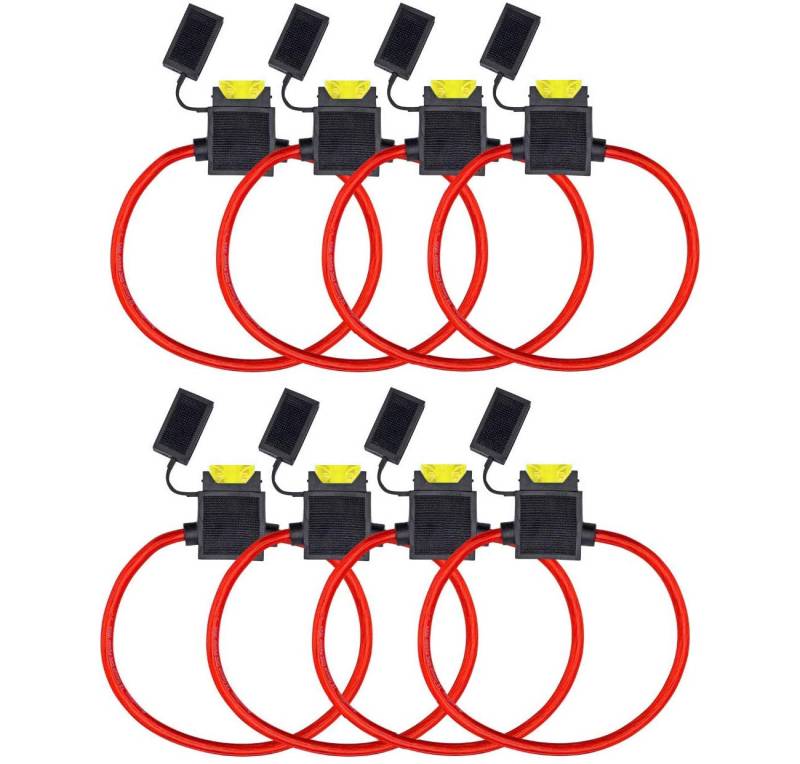 Fuse Holder, Tian 8 Pack Inline Waterproof ATC/ATO 14AWG Wiring Harness 12V 20Amp Automotive Blade Fuse(Medium) von Tian