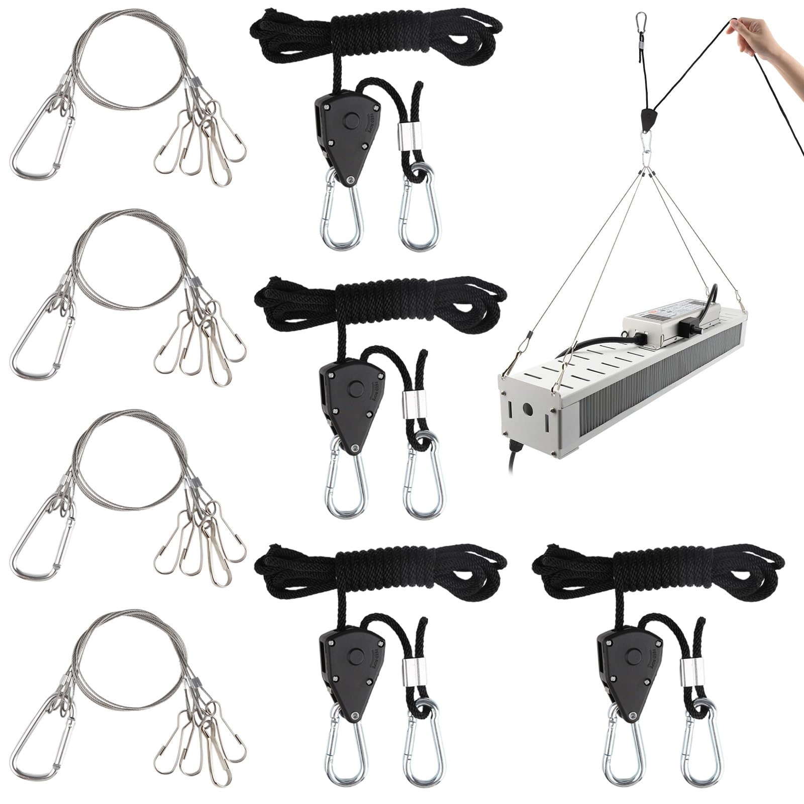 4 Stück Seilratsche mit Haken und 4 Stück Seilspanner, 1/8 Zoll Seilzug, Abspannseile mit Seilspanner Für Grow Light Armaturen Pflanzenlampe Gartenarbeit, Camping Seil 4 Stück Seilratsche mit Haken und 4 Stück Seilspanner, 1/8 Zoll Seilzug, Abspannseile mit Seilspanner Für Grow Light Armaturen Pflanzenlampe Gartenarbeit, Camping Seil von TIANCONGYUN