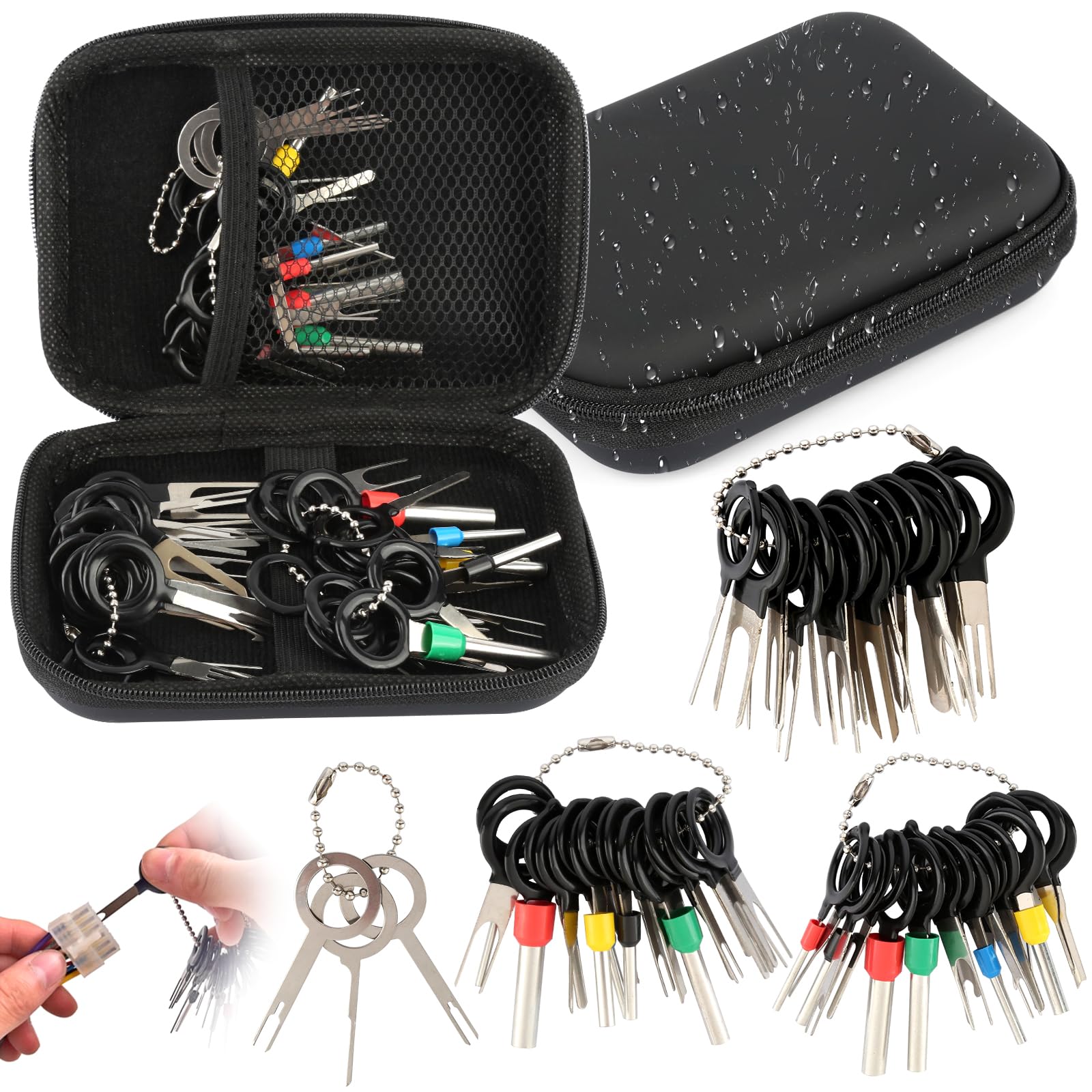 59 Stück Terminal Ejector Kit für Auto, Auspinnwerkzeug KFZ Set mit Werkzeugtasche, Terminal Entfernung Werkzeugsatz, Schwarz KFZ Kabel Stecker Ausbau Werkzeug für Die Meisten Anschlussklemmen 59 Stück Terminal Ejector Kit für Auto, Auspinnwerkzeug KFZ Set mit Werkzeugtasche, Terminal Entfernung Werkzeugsatz, Schwarz KFZ Kabel Stecker Ausbau Werkzeug für Die Meisten Anschlussklemmen von TIANCONGYUN