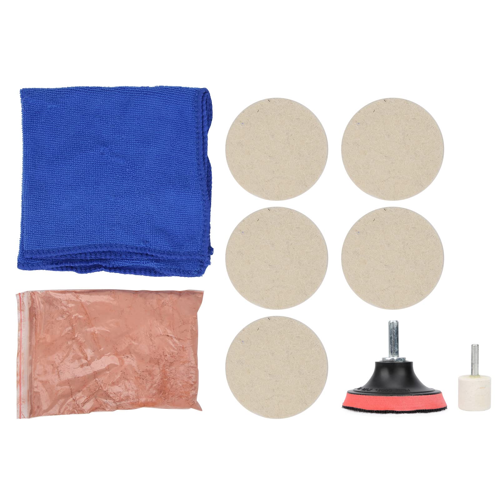 TICFOX Auto Glas Polierset, Auto Windschutzscheibenglas Kratzerentferner 100 g Ceriumoxidpulverpolierkit mit Wolle Pads & Drill Attachment für Autoscheiben, Spiegel TICFOX Auto Glas Polierset, Auto Windschutzscheibenglas Kratzerentferner 100 g Ceriumoxidpulverpolierkit mit Wolle Pads & Drill Attachment für Autoscheiben, Spiegel von TICFOX
